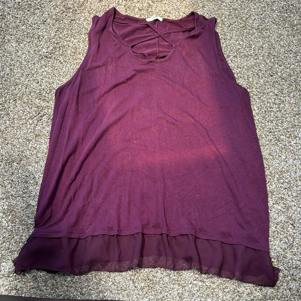 Maurices Purple Sleeveless Ruffled Blouse